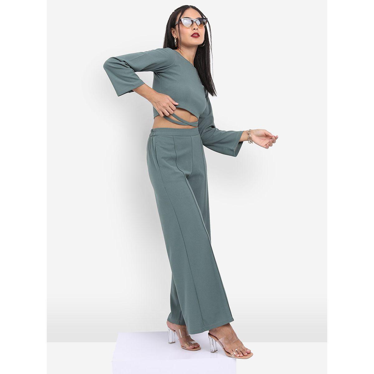 Ketch X Styli Cross Strap Crop Top & Flared Pant Set-women-clothing-coordsets-image-5