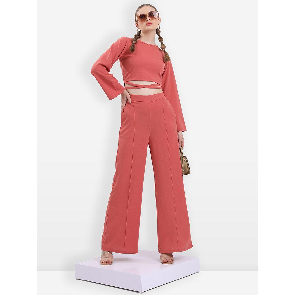 Ketch X Styli Cross Strap Crop Top & Flared Pant Set-women-clothing-coordsets-image-1