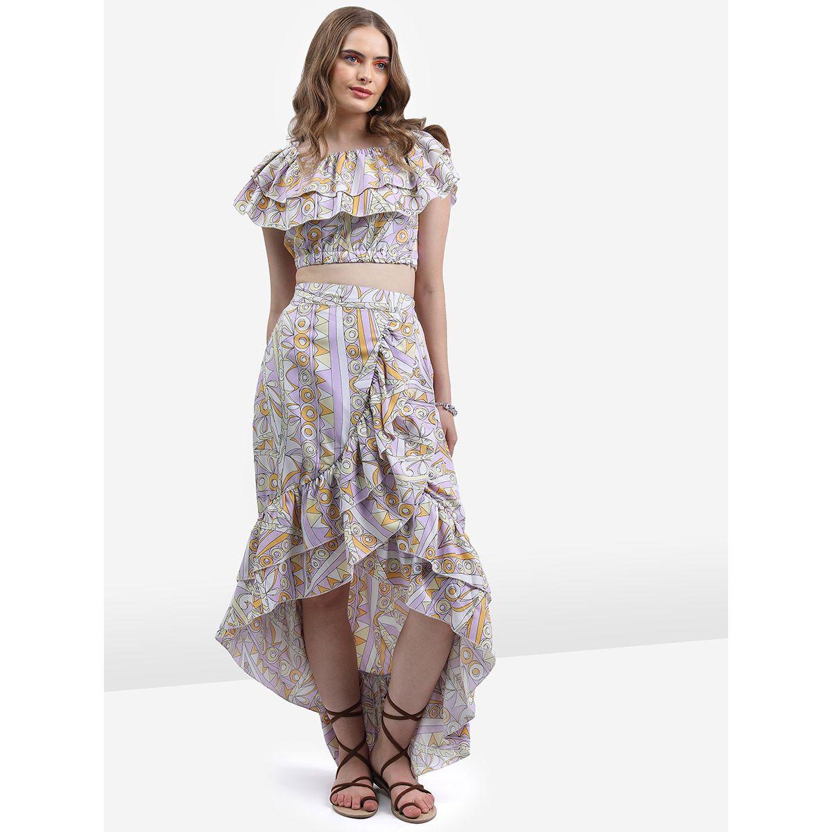 Ketch X Styli Printed Crop Top & Asymmetric Skirt Set With Ruffle Hem-women-clothing-coordsets-image-2