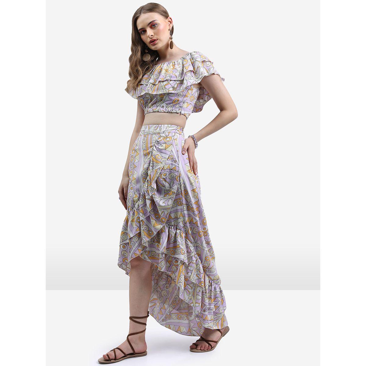 Ketch X Styli Printed Crop Top & Asymmetric Skirt Set With Ruffle Hem-women-clothing-coordsets-image-5
