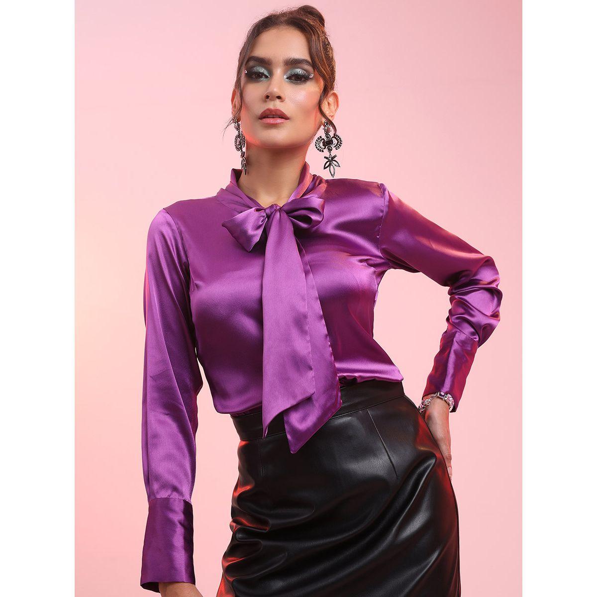 Ketch X Styli Tie-Up Bow Satin Button Cuffed Shirt-women-clothing-shirtsandblouses-shirts-image-6