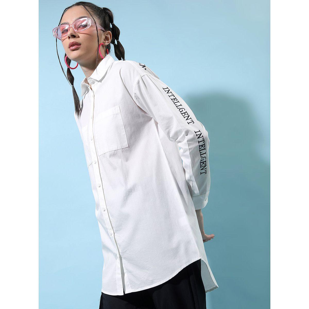 بلوزة طويلة بكتابة مطرزة طوكيو توكيز × ستايلي-women-clothing-shirtsandblouses-shirts-image-1