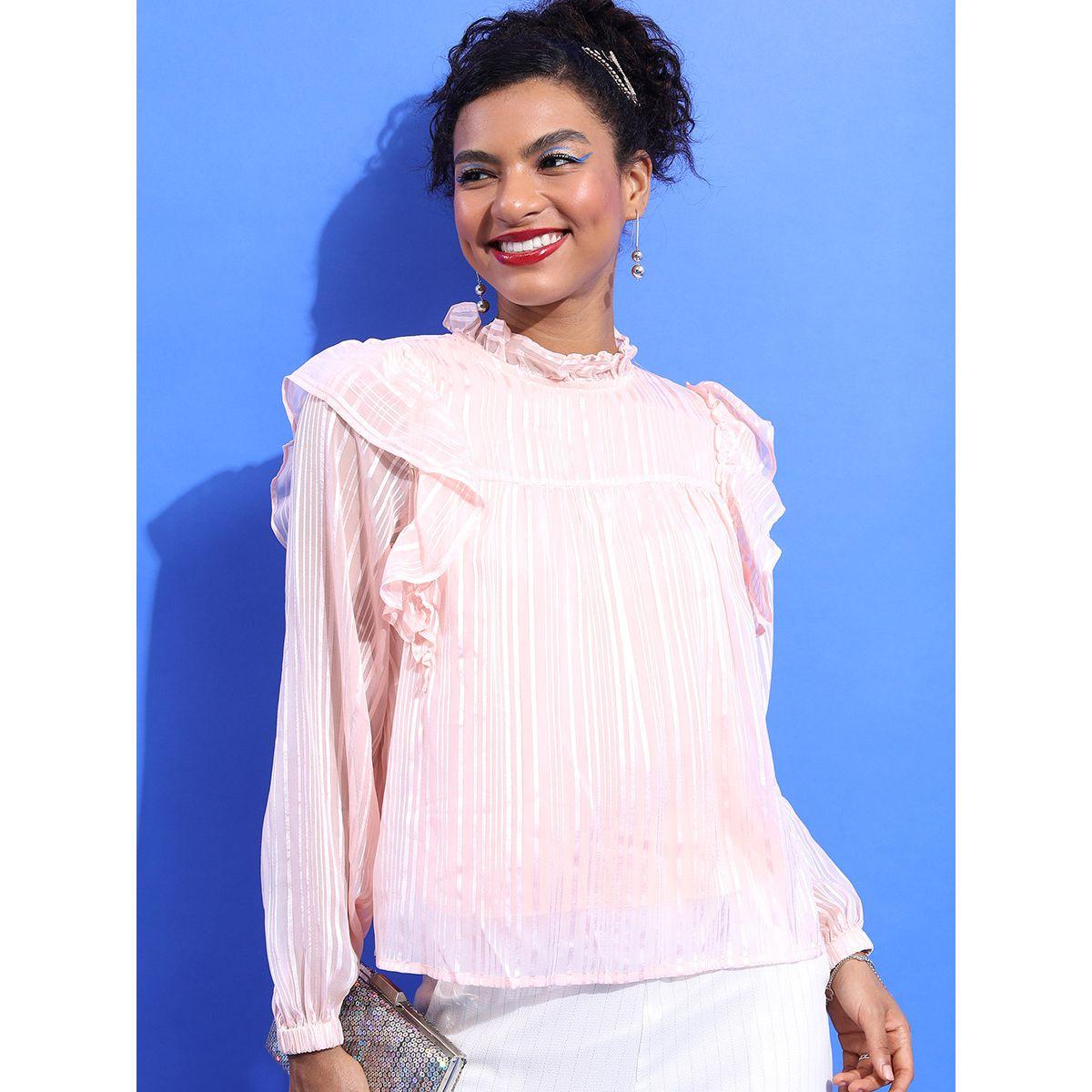 Tokyo Talkies X Styli Ruffle Neck Striped Top-women-clothing-shirtsandblouses-blouses-image-6