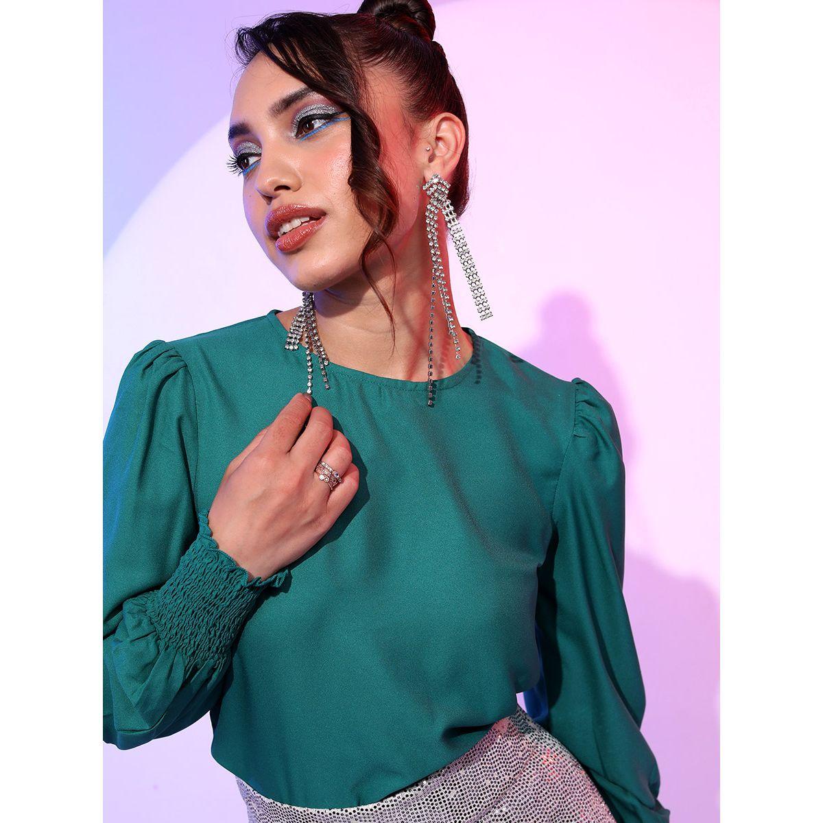 Tokyo Talkies X Styli Gathered Cuff Sleeve Top-women-clothing-shirtsandblouses-blouses-image-7