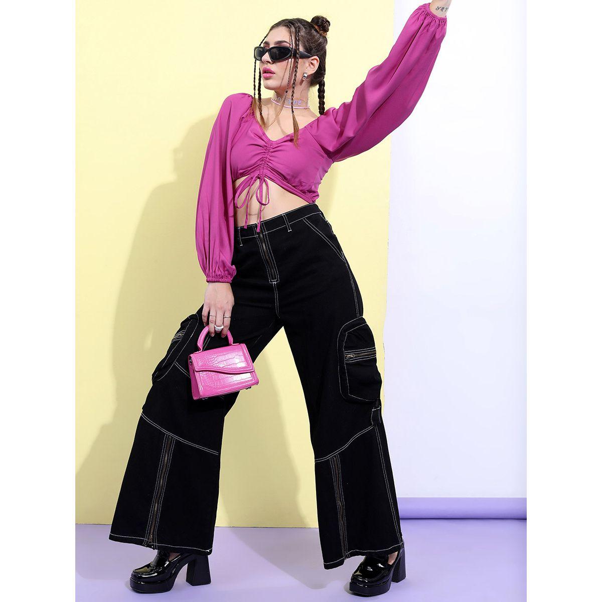 Tokyo Talkies X Styli Ruched Tie Up Crop Top-women-clothing-shirtsandblouses-blouses-image-2