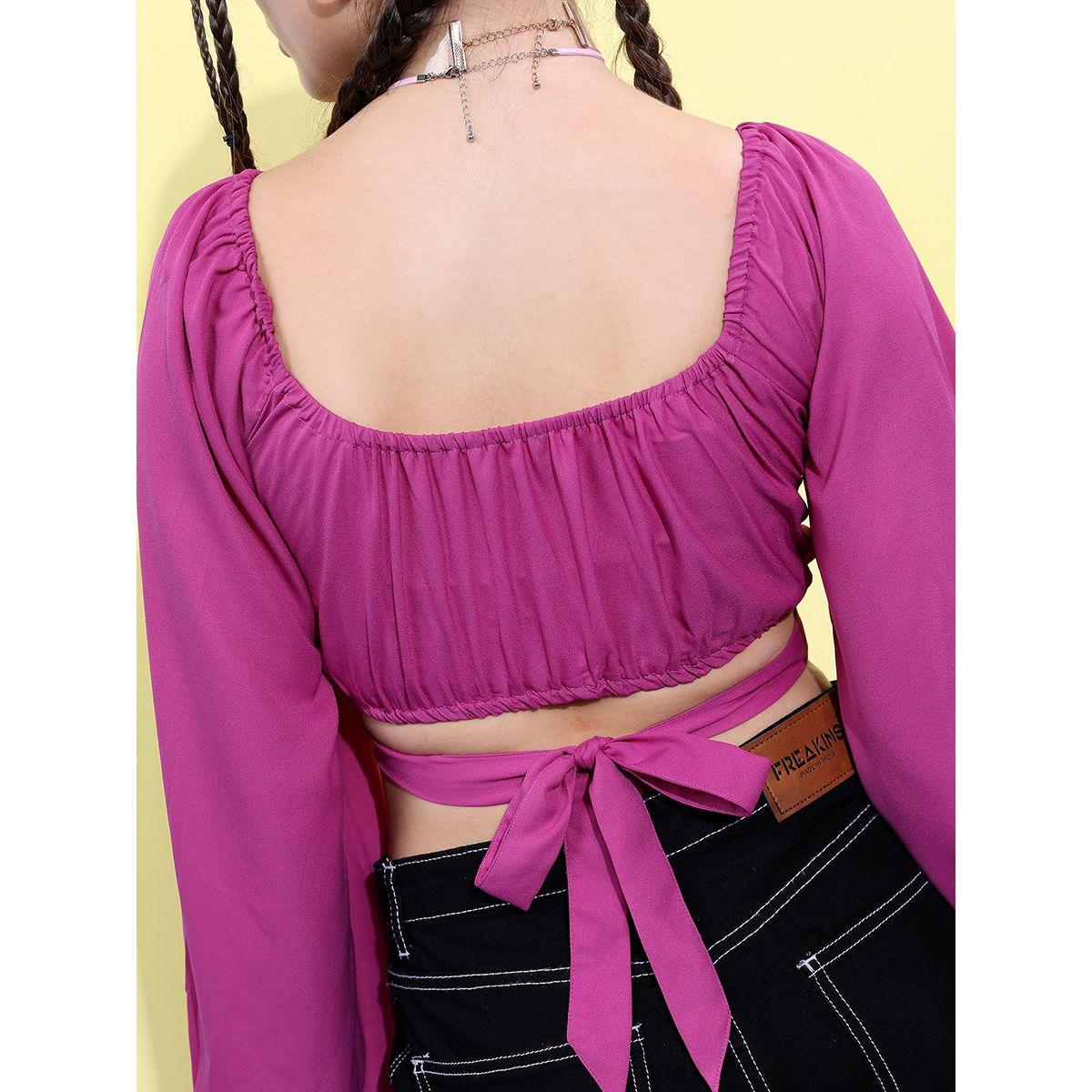 Tokyo Talkies X Styli Ruched Tie Up Crop Top-women-clothing-shirtsandblouses-blouses-image-5
