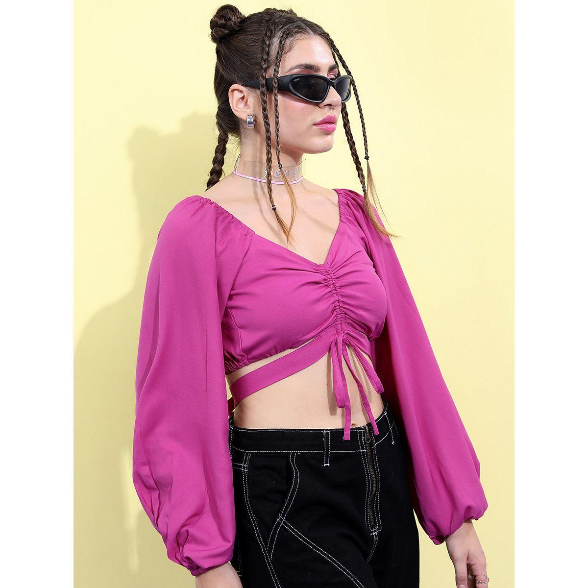 Tokyo Talkies X Styli Ruched Tie Up Crop Top-women-clothing-shirtsandblouses-blouses-image-6