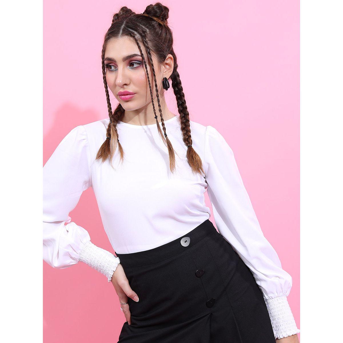 Tokyo Talkies X Styli Gathered Cuff Sleeve Top-women-clothing-shirtsandblouses-blouses-image-1