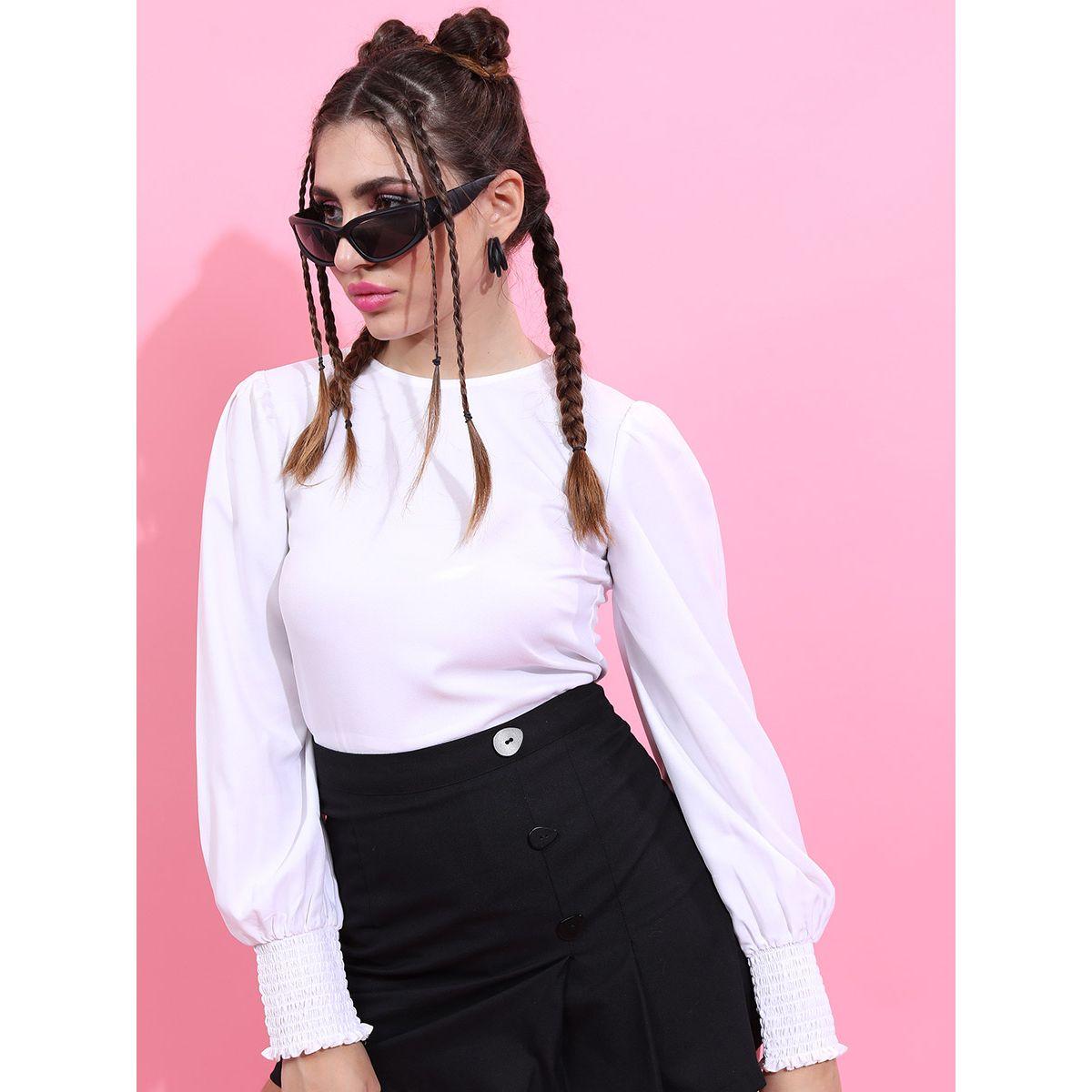 Tokyo Talkies X Styli Gathered Cuff Sleeve Top-women-clothing-shirtsandblouses-blouses-image-4