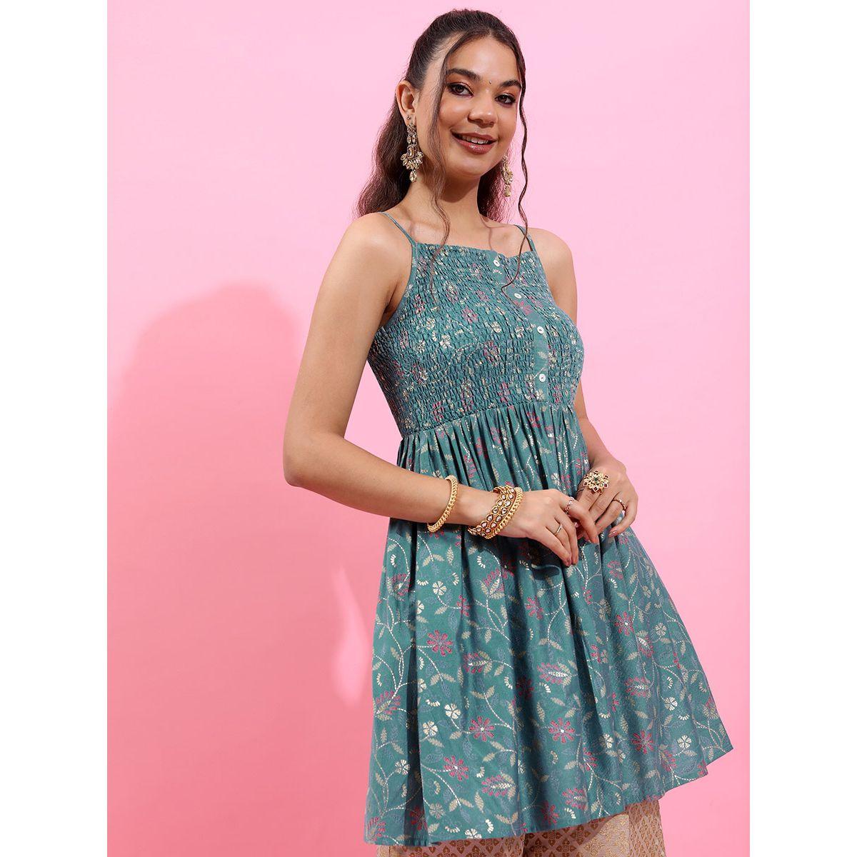 Vishudh X Styli Floral Gathered Strappy Longline Tunic-women-clothing-shirtsandblouses-blouses-image-6