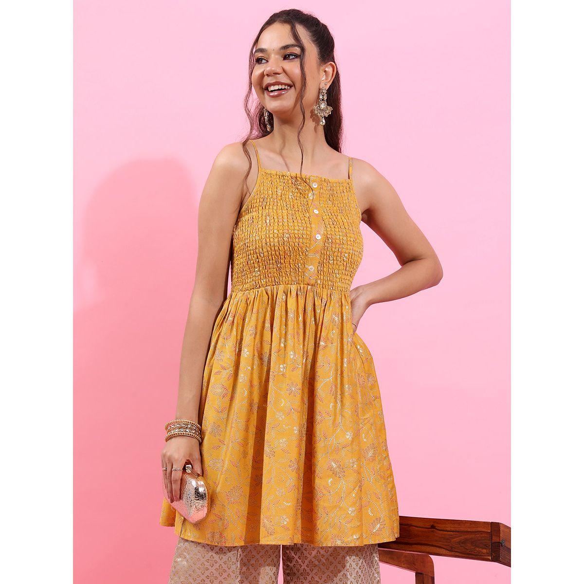 Vishudh X Styli Floral Gathered Strappy Longline Tunic-women-clothing-shirtsandblouses-blouses-image-1