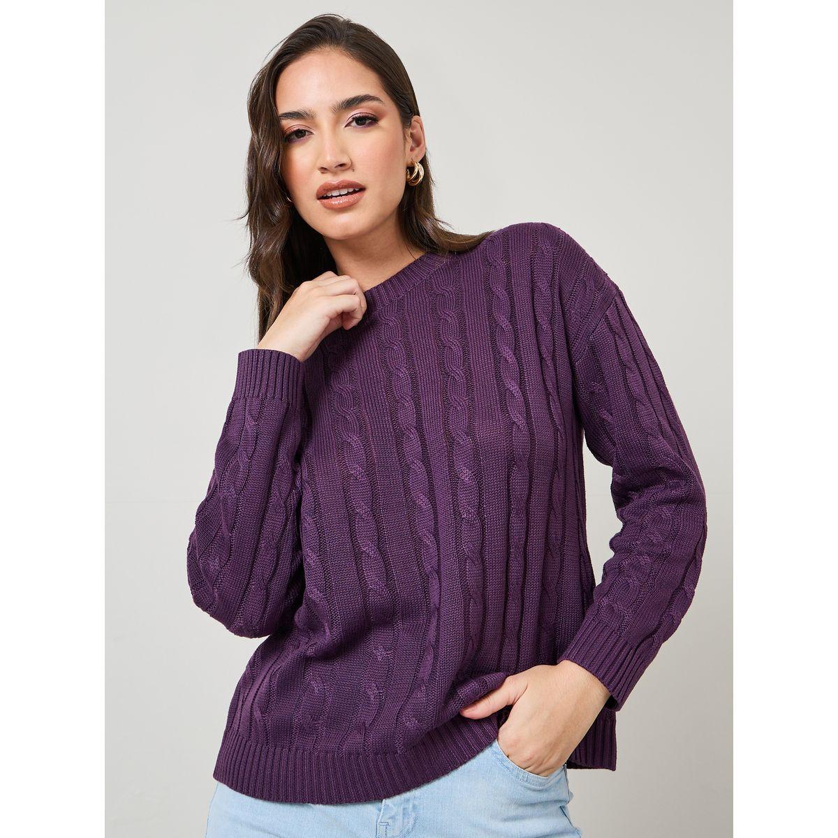 Styli Solid Boxy Fit Cable Sweater-women-clothing-cardigansandjumpers-jumpers-image-1