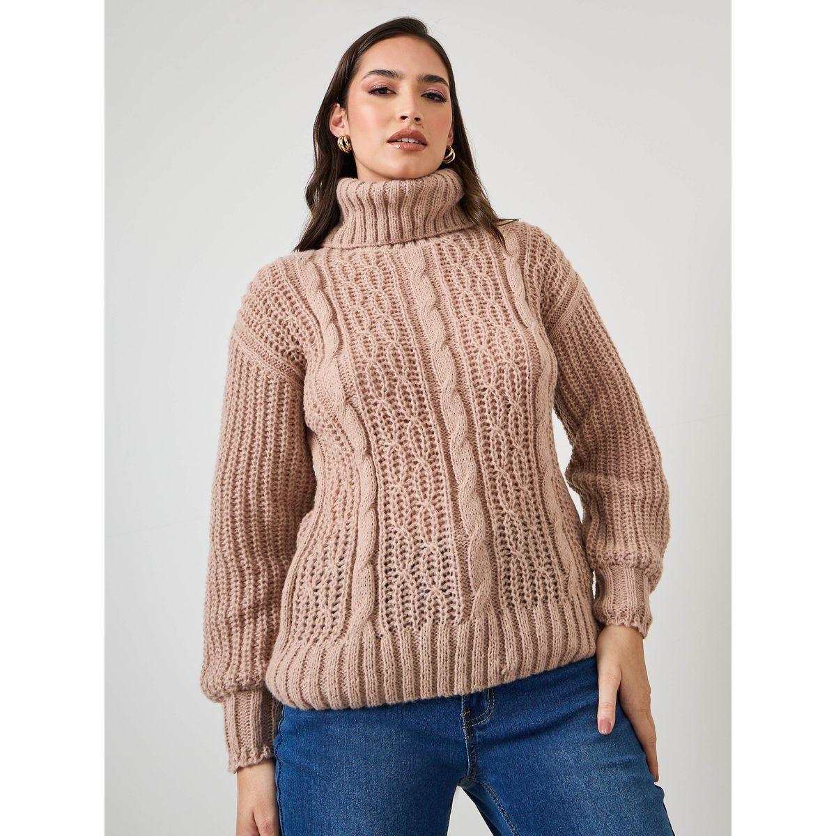 Styli Oversized Cable Knit Turtle Neck Sweater-women-clothing-cardigansandjumpers-jumpers-image-3