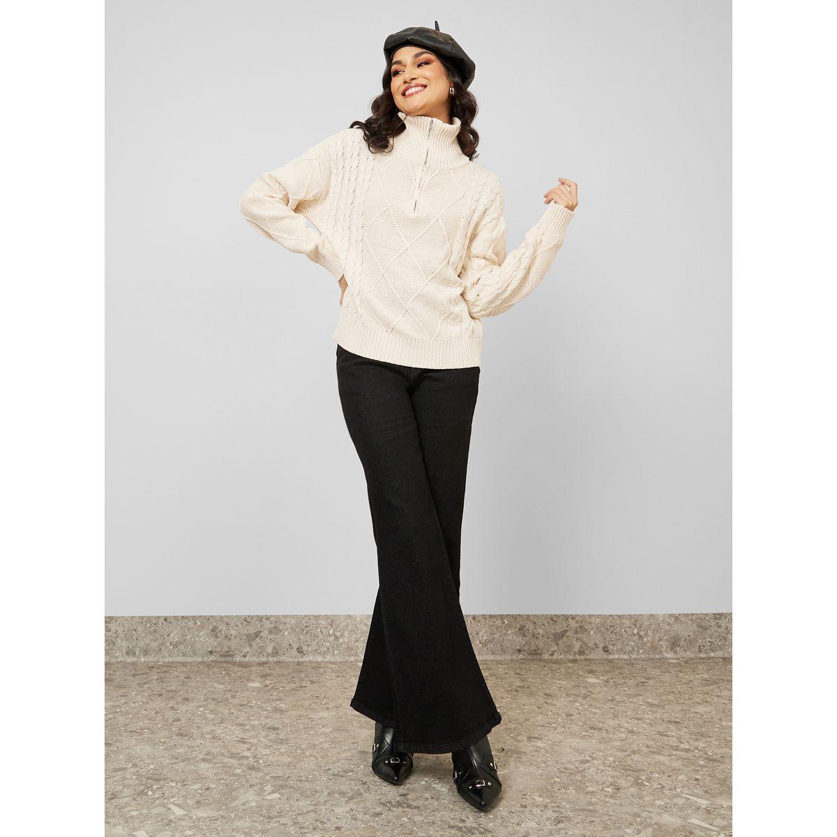 Styli Oversized Half Zip Cable Knit Sweater-women-clothing-cardigansandjumpers-jumpers-image-1