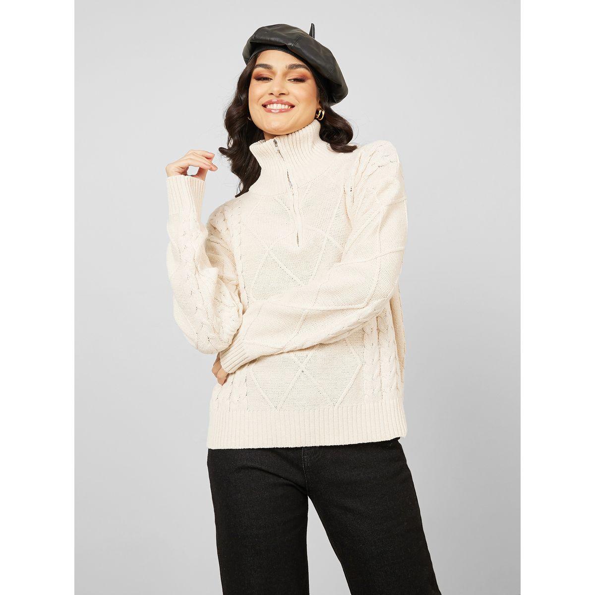 Styli Oversized Half Zip Cable Knit Sweater-women-clothing-cardigansandjumpers-jumpers-image-2