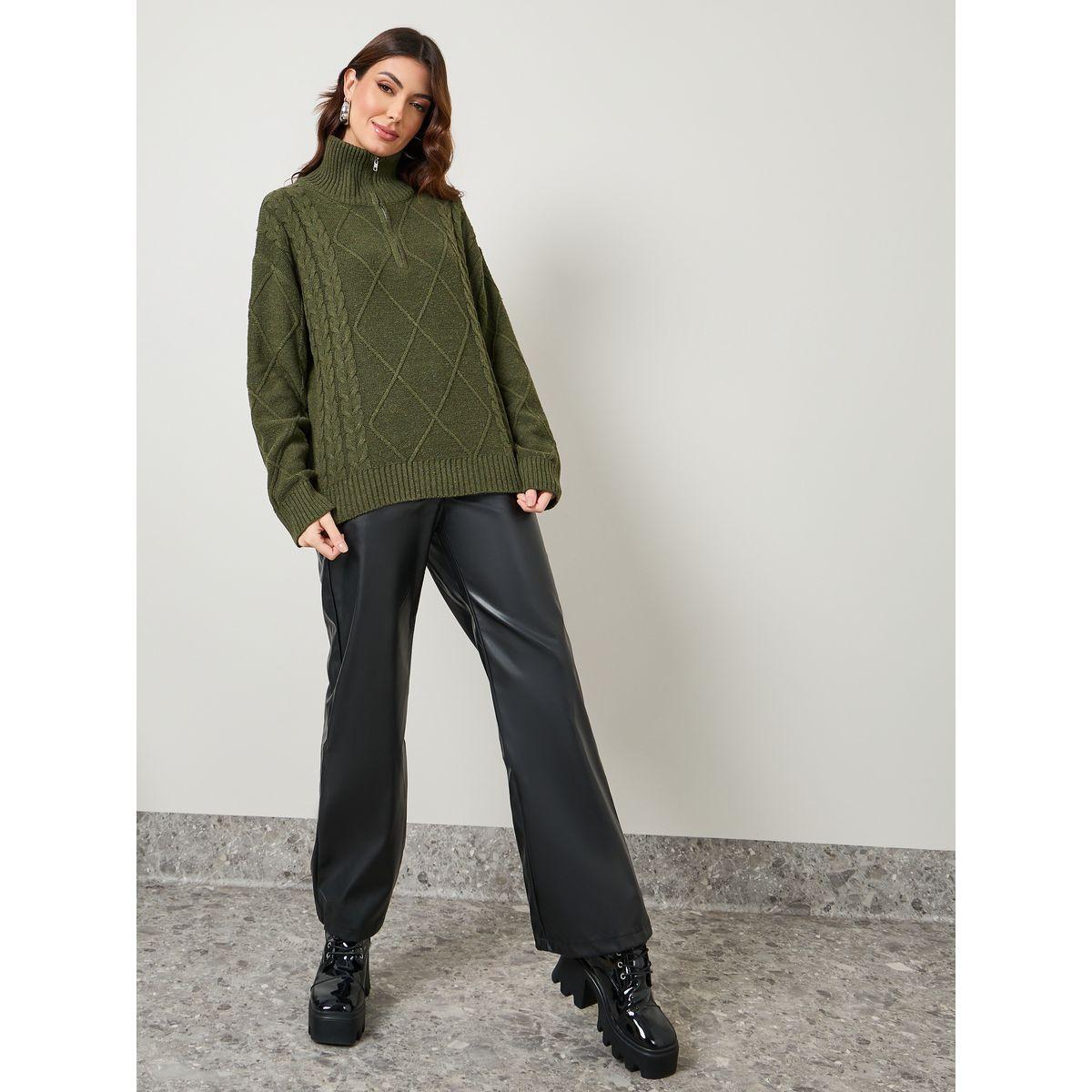 Styli Oversized Half Zip Cable Knit Sweater-women-clothing-cardigansandjumpers-jumpers-image-2