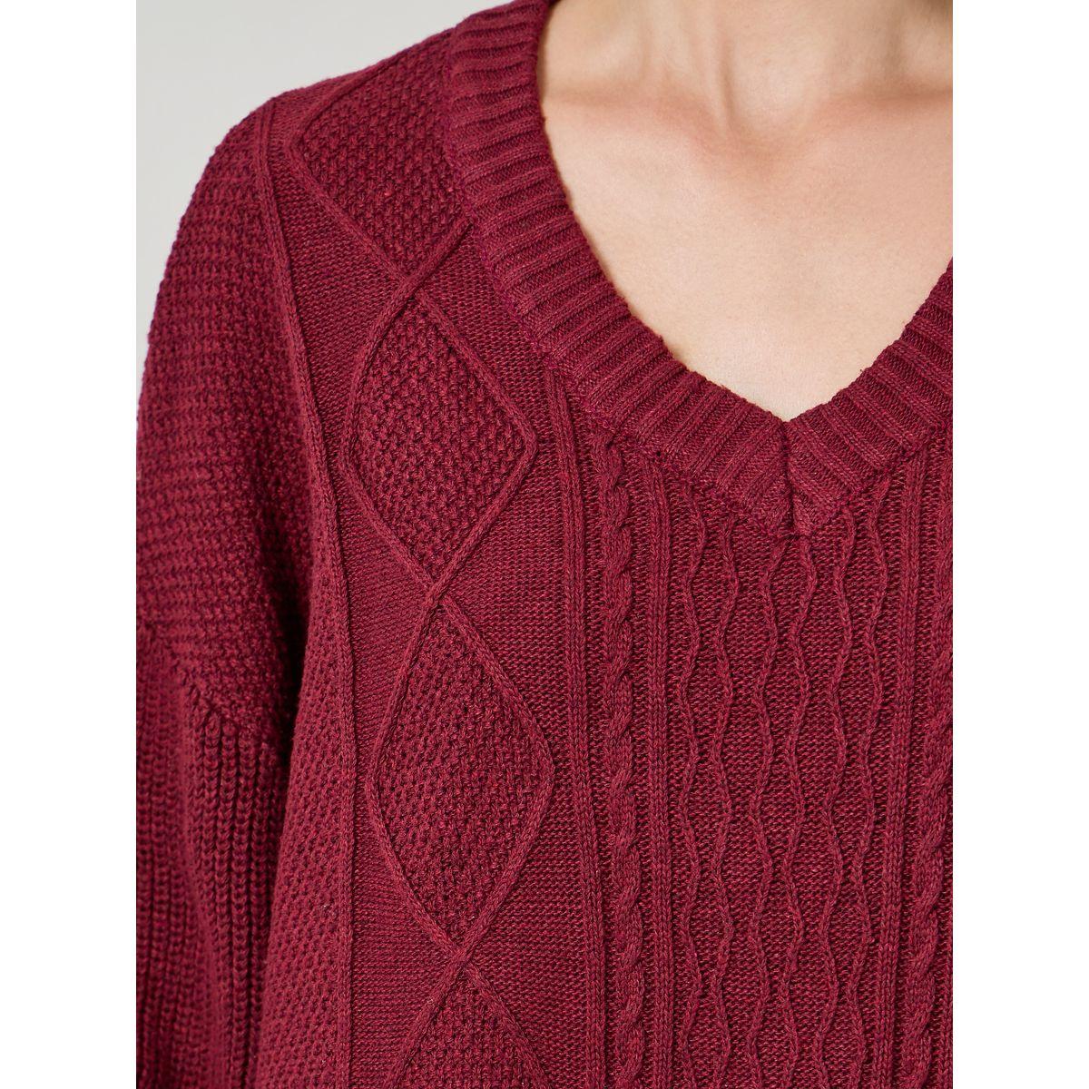 Styli Oversized V Neck Cable Knit Sweater-women-clothing-cardigansandjumpers-jumpers-image-4