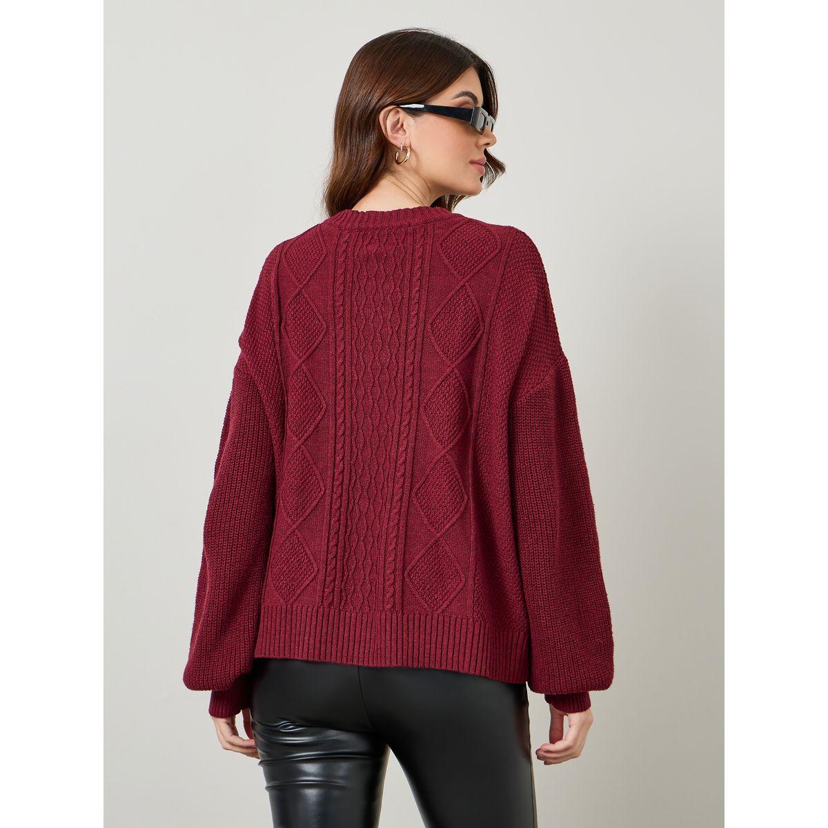 Styli Oversized V Neck Cable Knit Sweater-women-clothing-cardigansandjumpers-jumpers-image-5