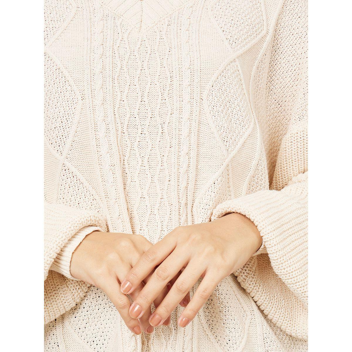Styli Oversized V Neck Cable Knit Sweater-women-clothing-cardigansandjumpers-jumpers-image-3