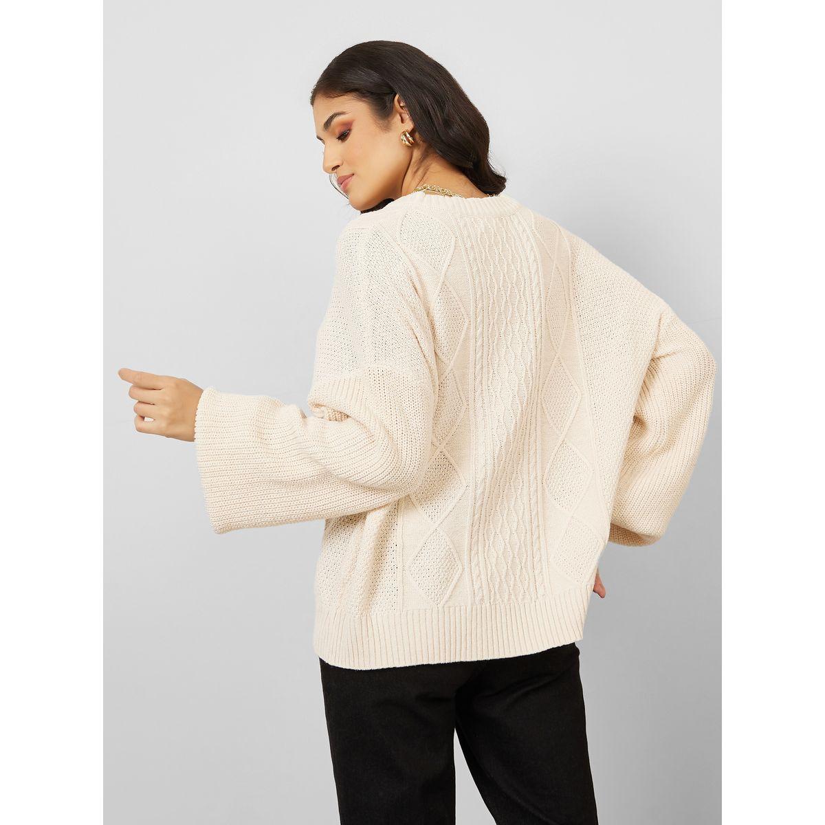 Styli Oversized V Neck Cable Knit Sweater-women-clothing-cardigansandjumpers-jumpers-image-4