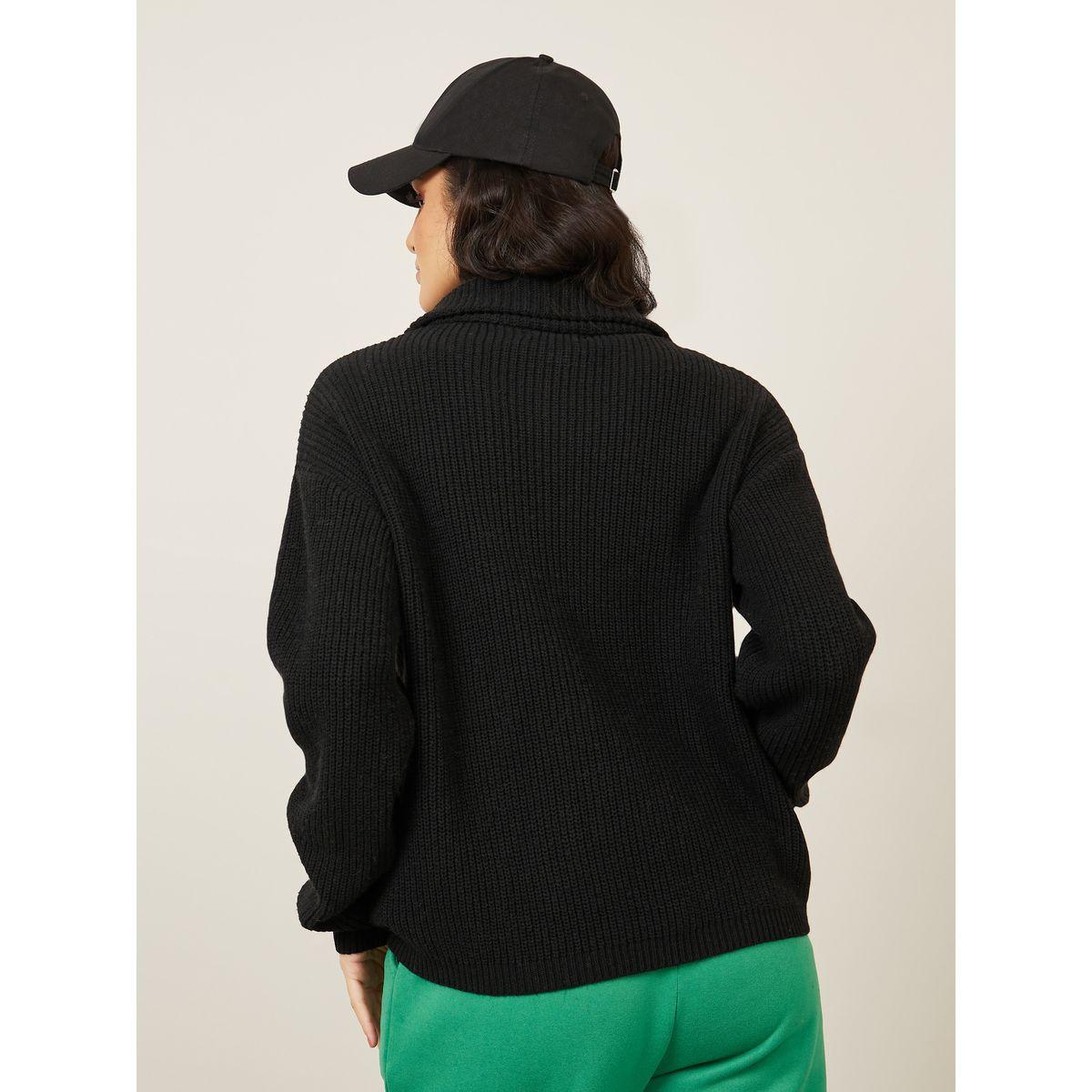 Styli Regular Fit Chunky Knit Zip Through Cardigan-women-winterwear-cardigansandjumpers-cardigans-image-4