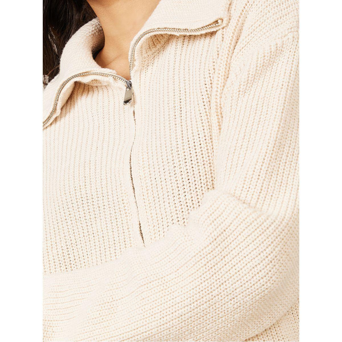 Styli Regular Fit Chunky Knit Zip Through Cardigan-women-winterwear-cardigansandjumpers-cardigans-image-4