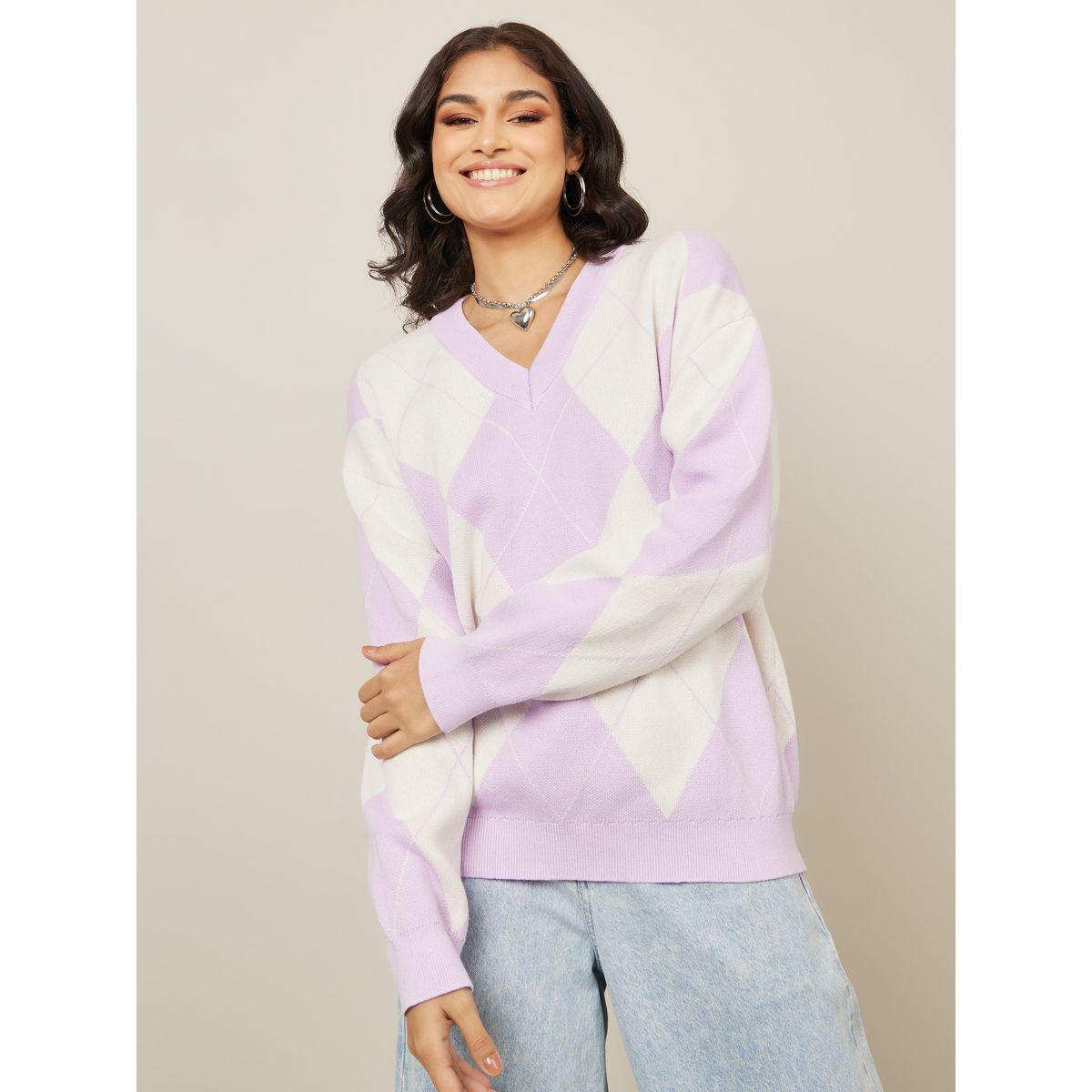 Styli Oversized Longline Argyle Pattern Sweater-women-clothing-cardigansandjumpers-jumpers-image-2