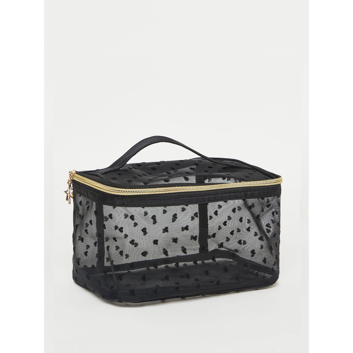 Styli Mesh Heart Print Star Drop Zip Washbag-travel-accessories-image-1