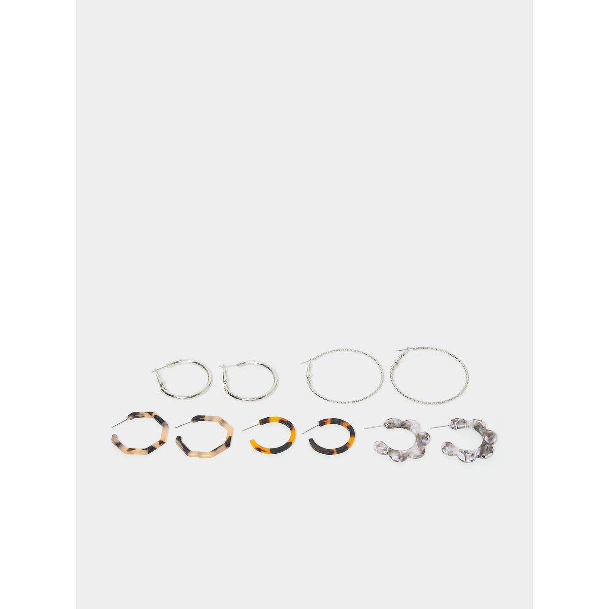 Styli Set of 5 - Assorted Tortoise Hoop Earrings-women-watchesandjewellery-jewellery-earrings-image-1