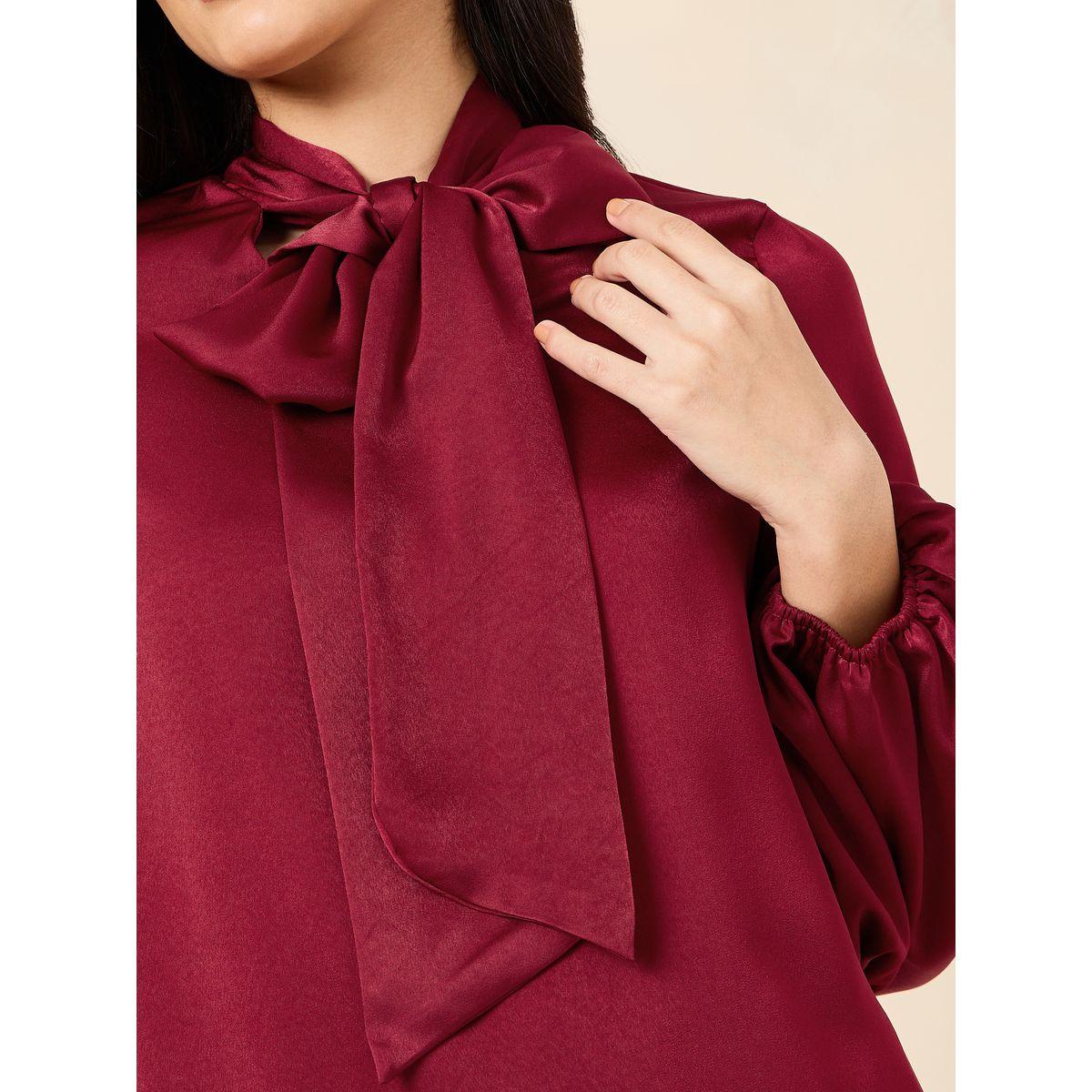 Styli Satin Tie-Up Neck Regular Fit Blouse-women-clothing-shirtsandblouses-blouses-image-3