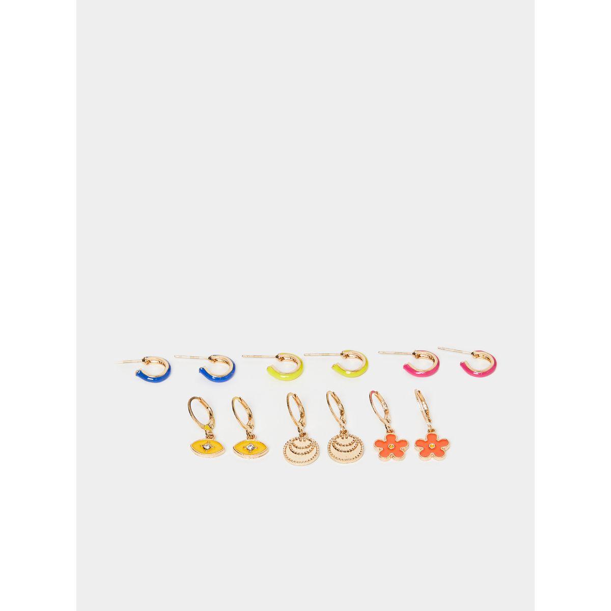 Styli Set of 6 - Multi Color Hoop Earrings-women-watchesandjewellery-jewellery-earrings-image-1