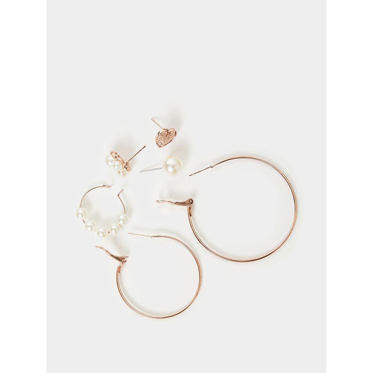 Styli Set of 6 - Faux Pearl & Big Hoop Earrings-women-watchesandjewellery-jewellery-earrings-image-2