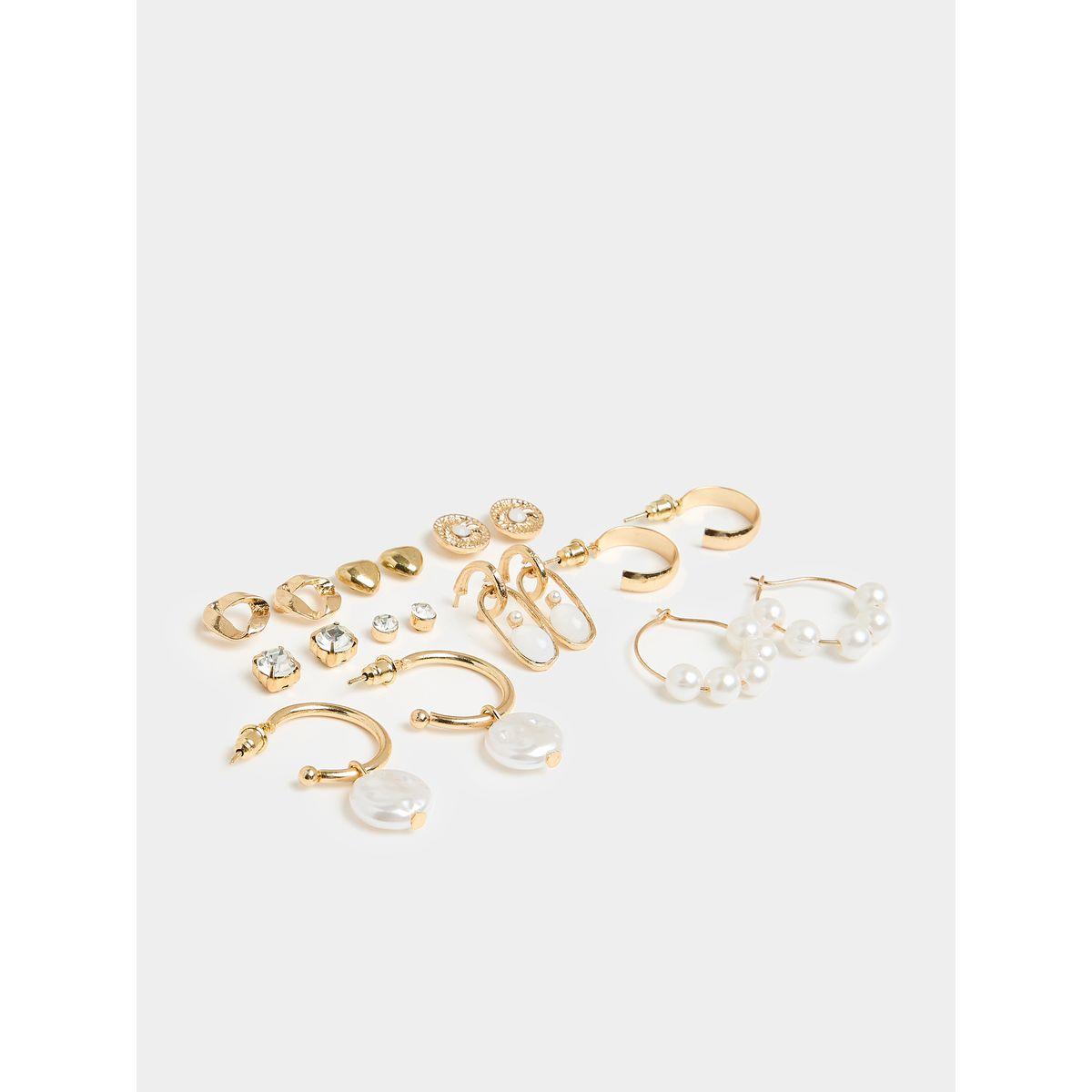 Styli Set of 9 - Pearl Drop Assorted Earrings-women-watchesandjewellery-jewellery-earrings-image-1
