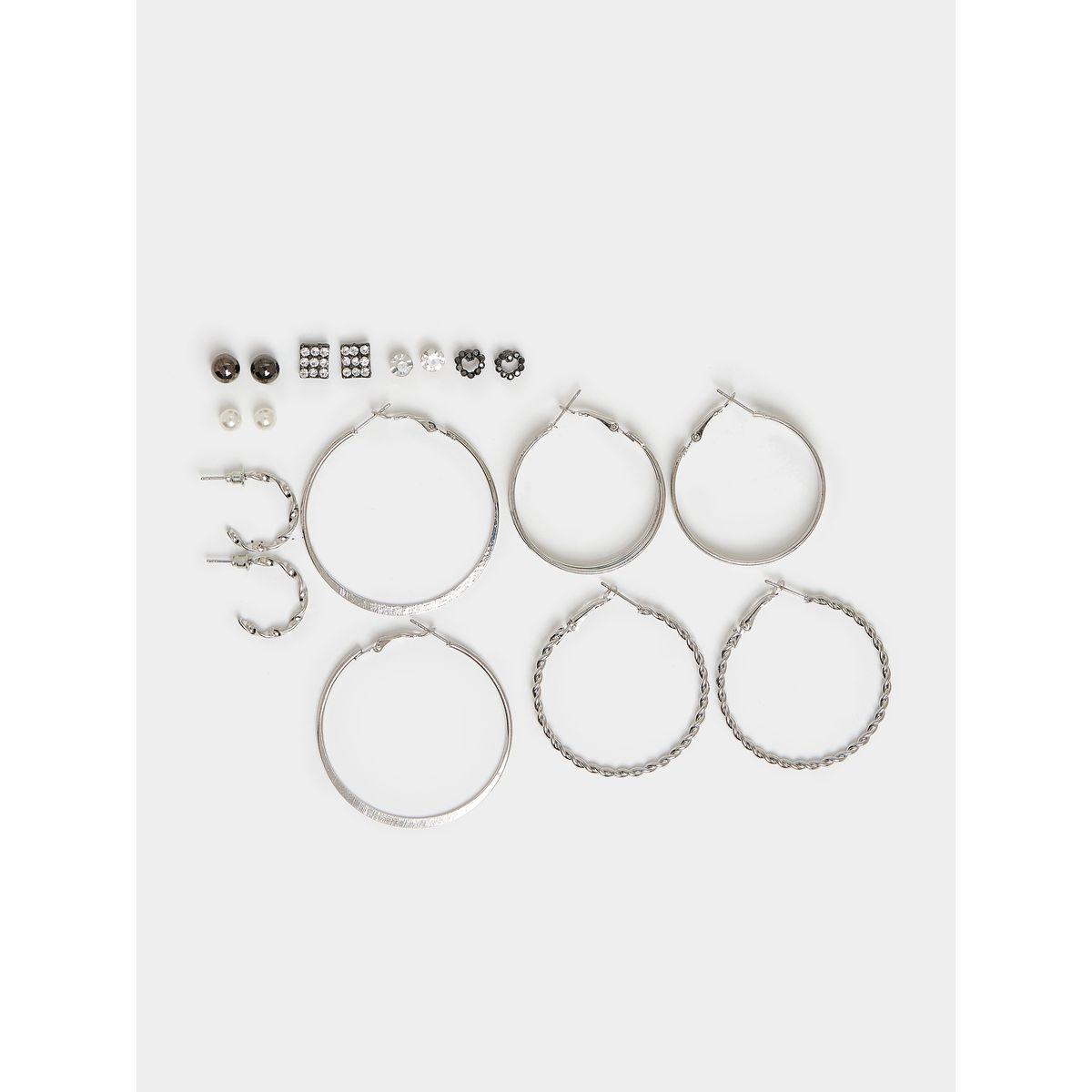 Styli Set of 9 - Embellished Stud & Hoop Earrings-women-watchesandjewellery-jewellery-earrings-image-2