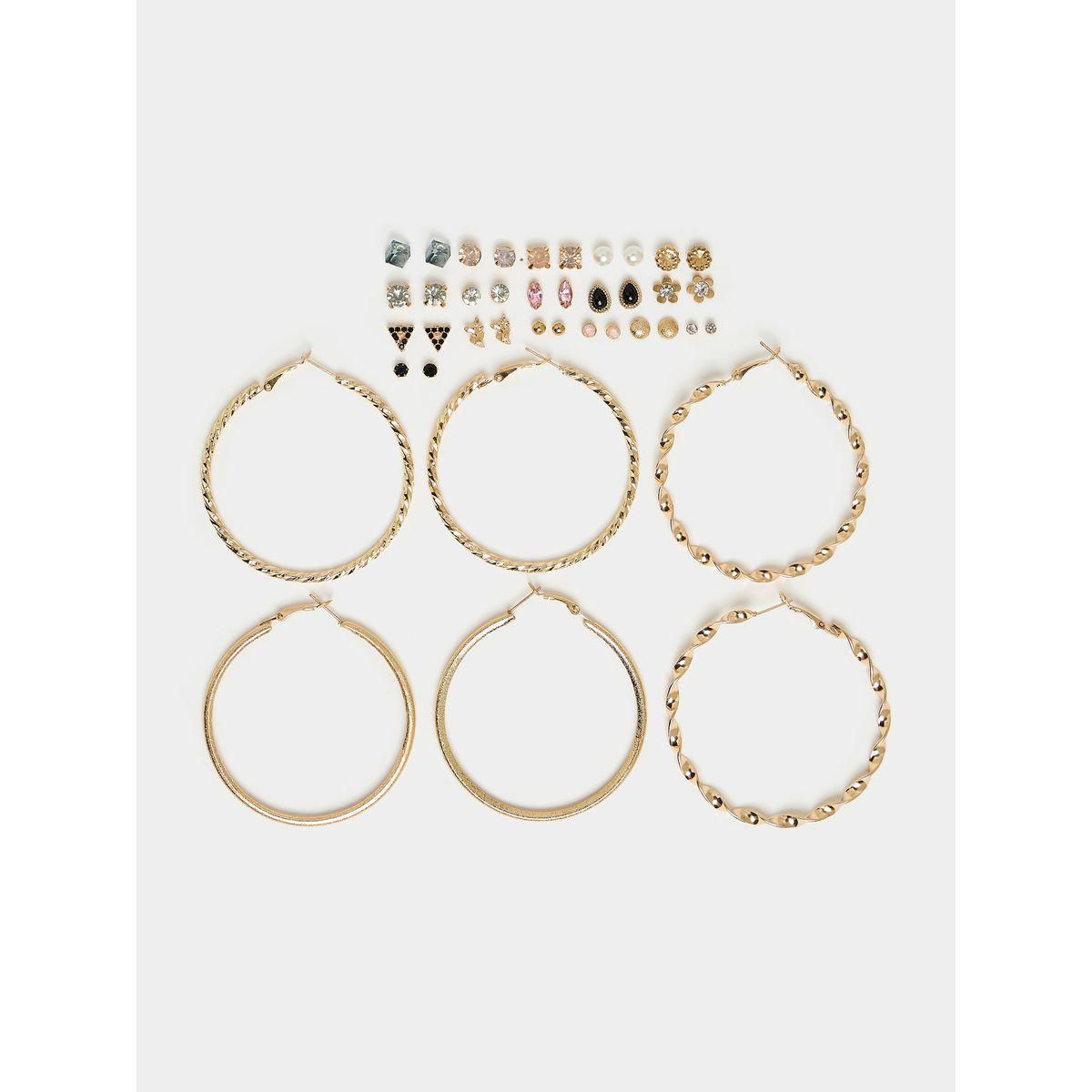 Styli Set of 20 - Embellished Stud & Hoop Earrings-women-watchesandjewellery-jewellery-earrings-image-1