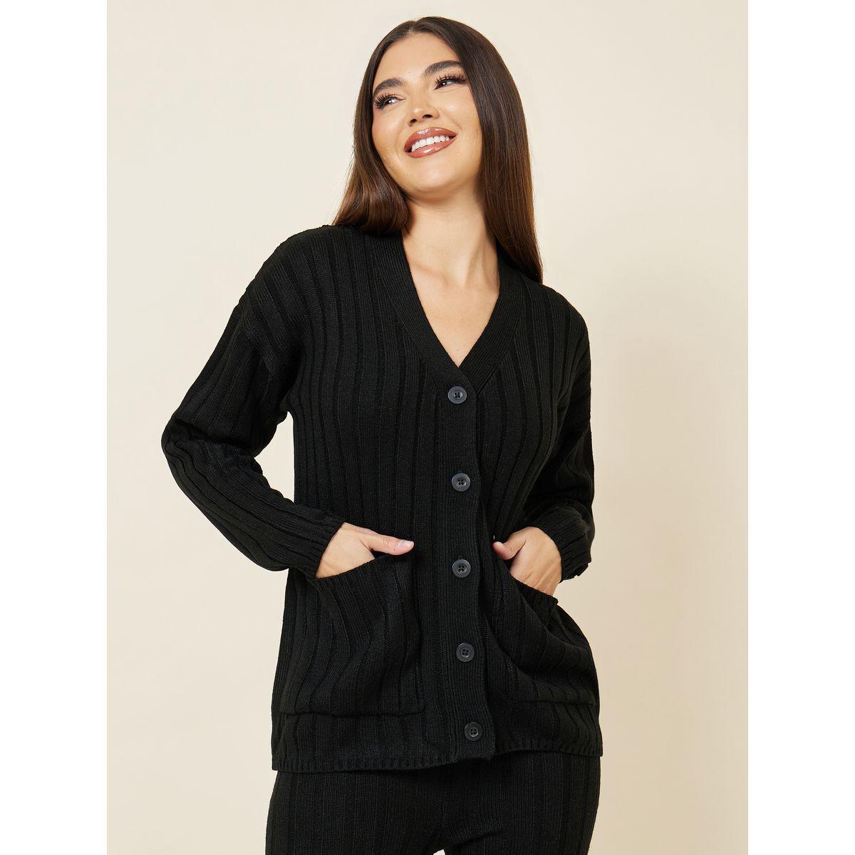 Styli Pocket Detail Knit Cardigan and Straight Leg Pant Set-women-clothing-coordsets-image-3