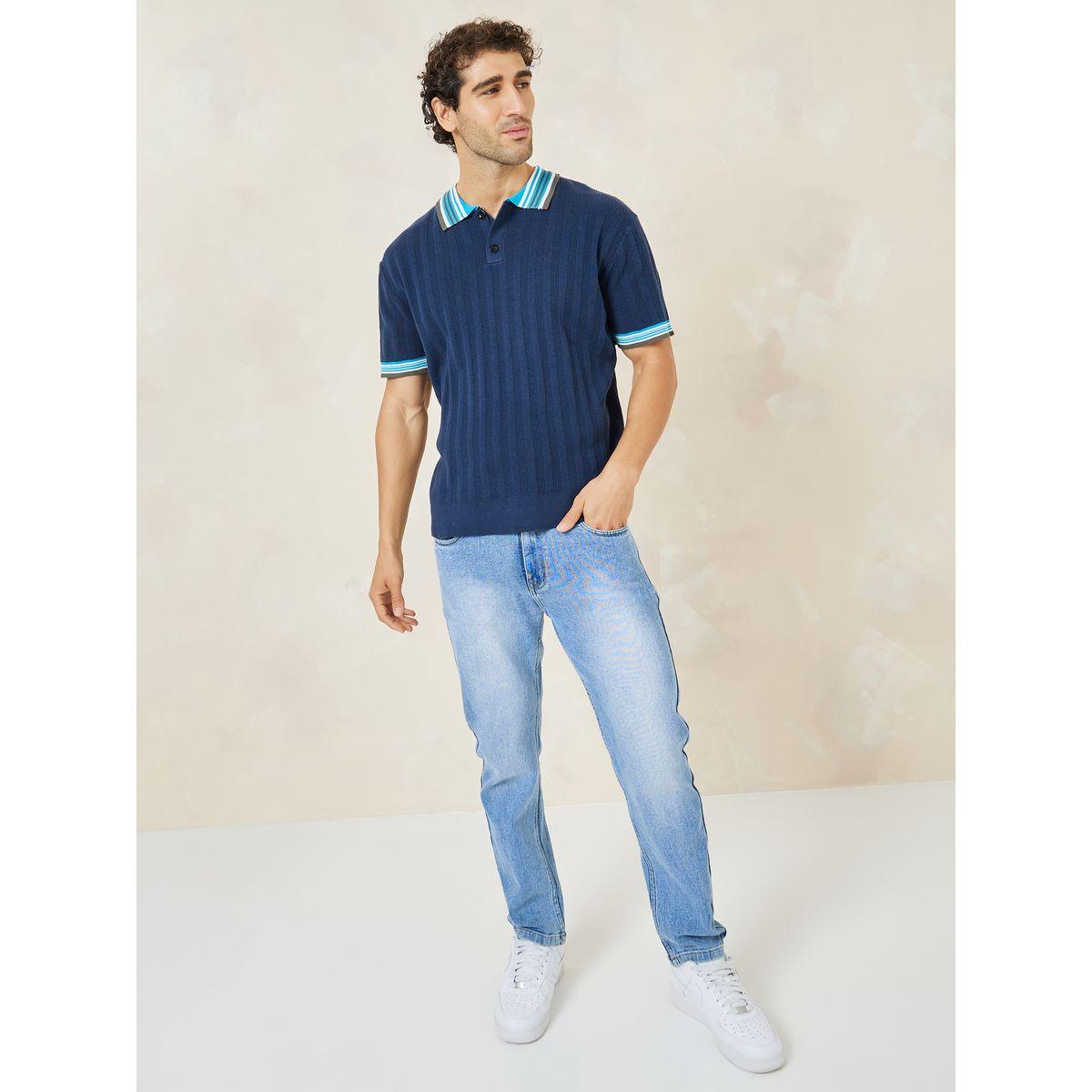 Styli Oversized Knitted Tipping Sleeve Polo-men-clothing-tshirtsandpolos-polos-image-2