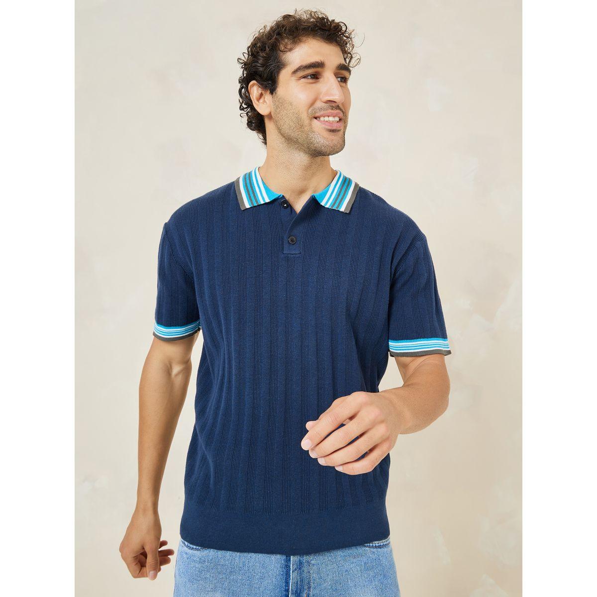 Styli Oversized Knitted Tipping Sleeve Polo-men-clothing-tshirtsandpolos-polos-image-3