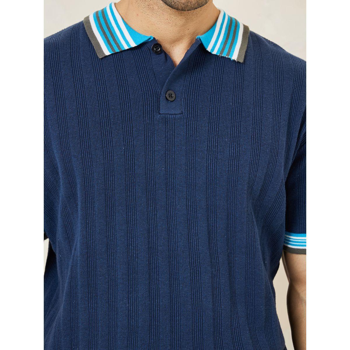 تيشيرت بولو واسع بتفاصيل محبوكة-men-clothing-tshirtsandpolos-polos-image-4