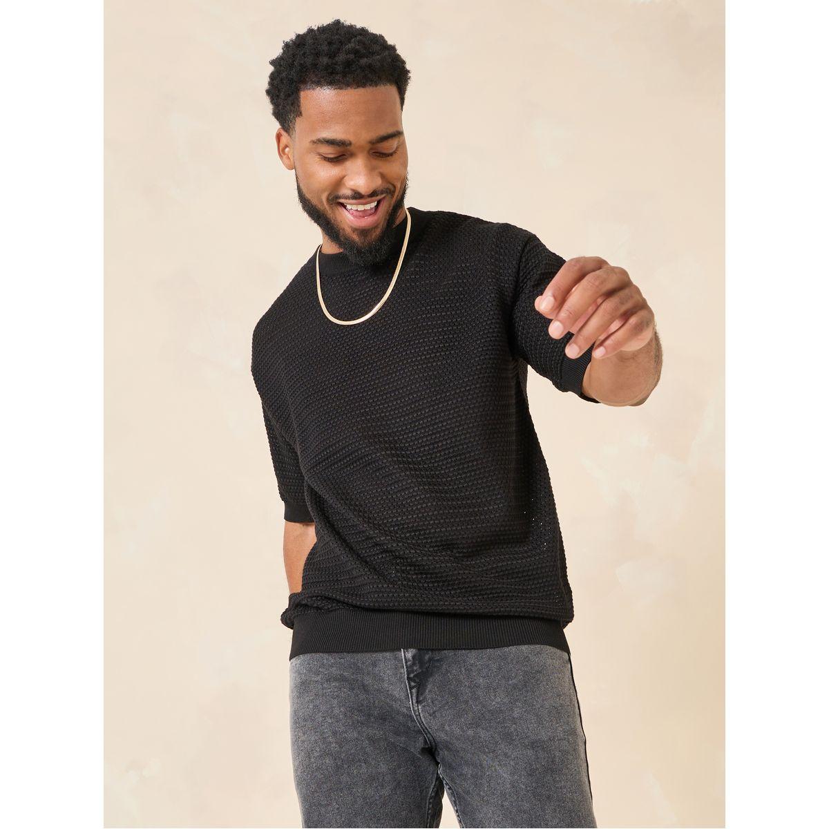 تيشيرت واسع بتفاصيل محبوكة-men-clothing-tshirtsandpolos-tshirts-image-2