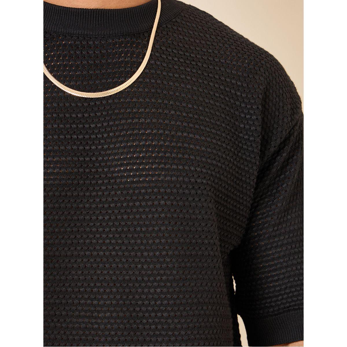 Styli Oversized Textured Knit Crew Neck T-Shirt-men-clothing-tshirtsandpolos-tshirts-image-4