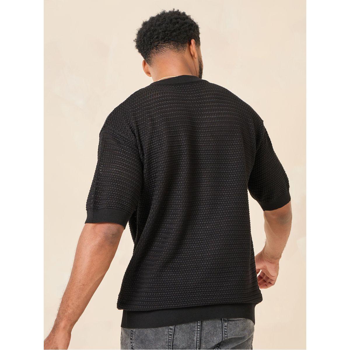 Styli Oversized Textured Knit Crew Neck T-Shirt-men-clothing-tshirtsandpolos-tshirts-image-5