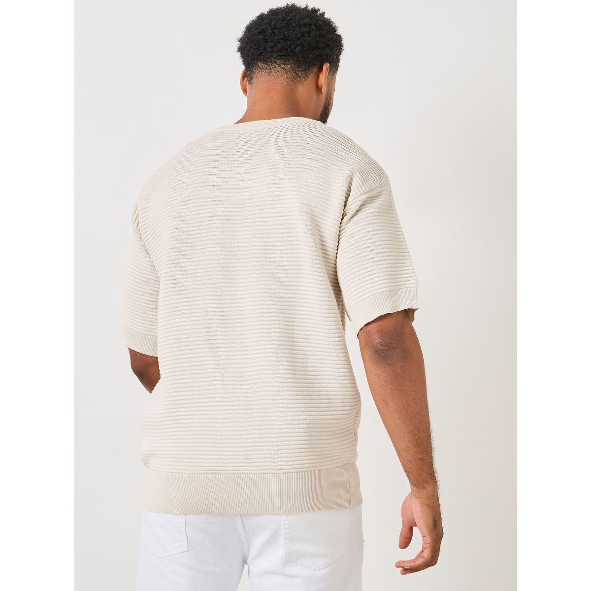 Styli Oversized Striped Texture Knit Crew Neck T-Shirt-men-clothing-tshirtsandpolos-tshirts-image-4