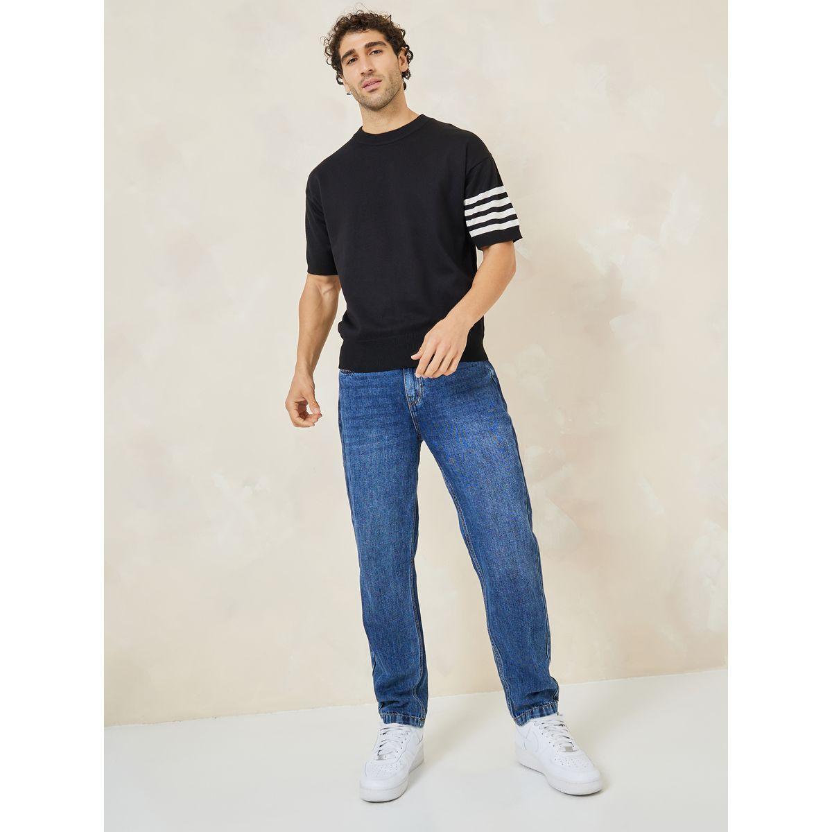 Styli Oversized Premium Knit Crew Neck T-Shirt With Sleeve Stripe Detail-men-clothing-tshirtsandpolos-tshirts-image-2