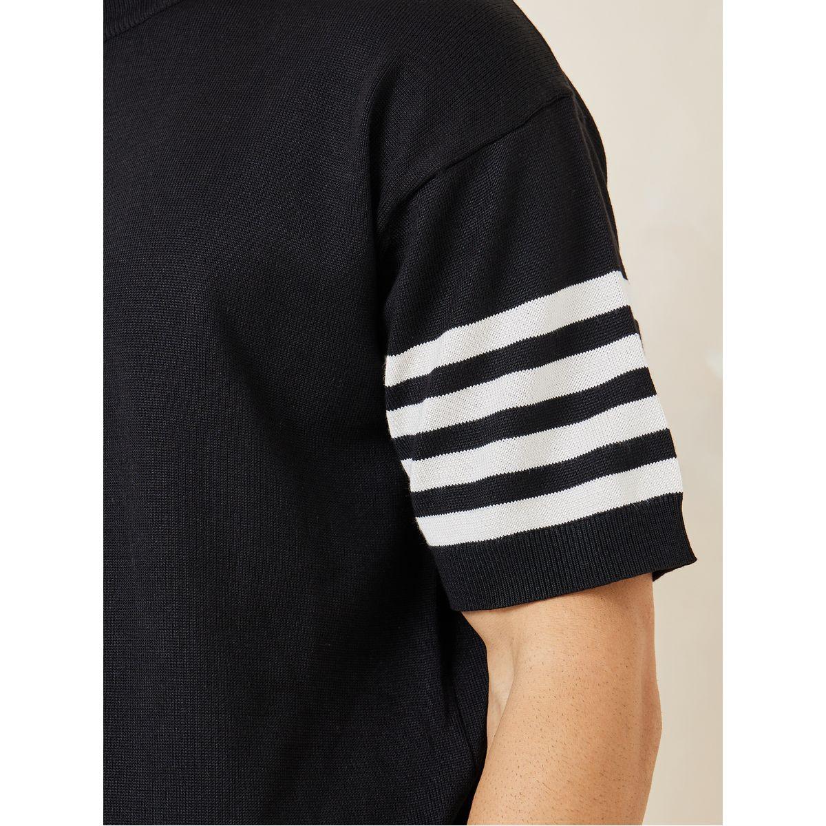 Styli Oversized Premium Knit Crew Neck T-Shirt With Sleeve Stripe Detail-men-clothing-tshirtsandpolos-tshirts-image-3