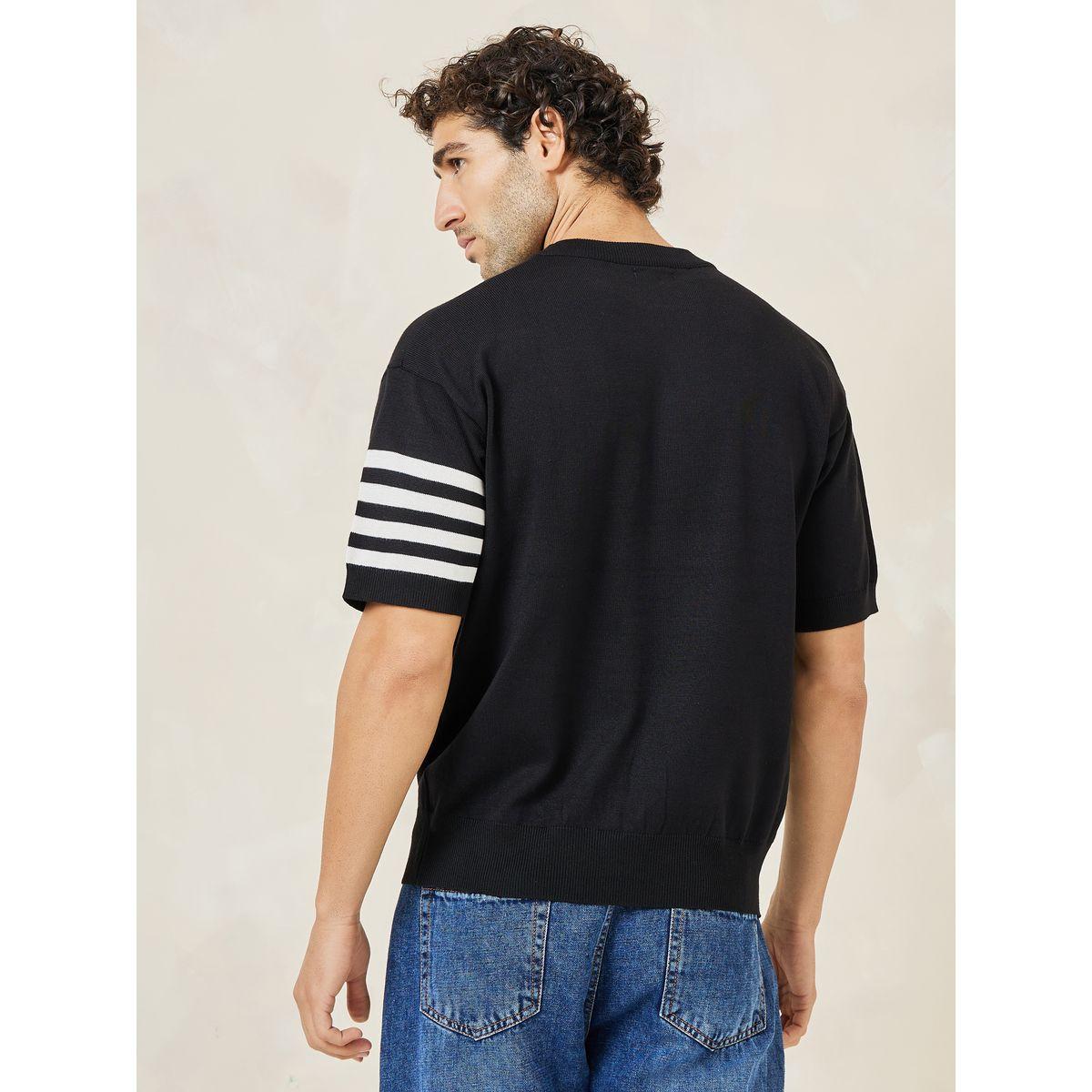 Styli Oversized Premium Knit Crew Neck T-Shirt With Sleeve Stripe Detail-men-clothing-tshirtsandpolos-tshirts-image-4