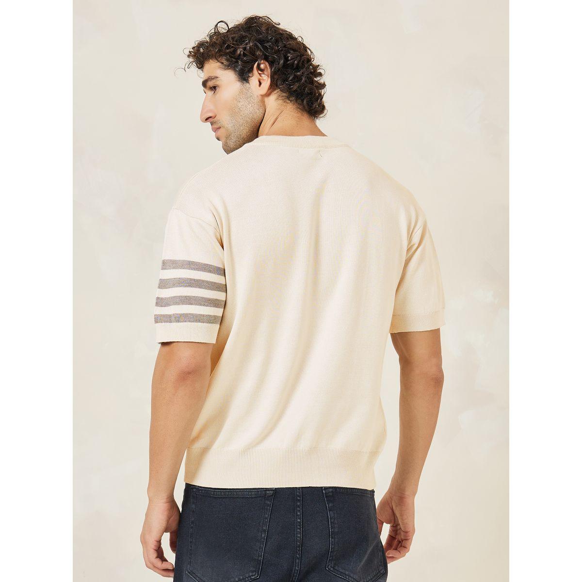 Styli Oversized Premium Knit Crew Neck T-Shirt With Sleeve Stripe Detail-men-clothing-tshirtsandpolos-tshirts-image-4