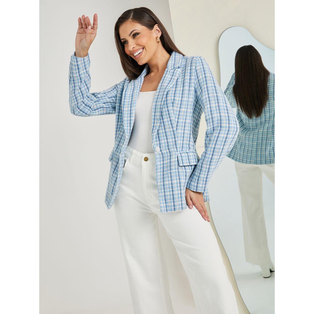 Styli Regular Fit Checked Tweed Blazer-women-clothing-coatsandjackets-blazers-image-1