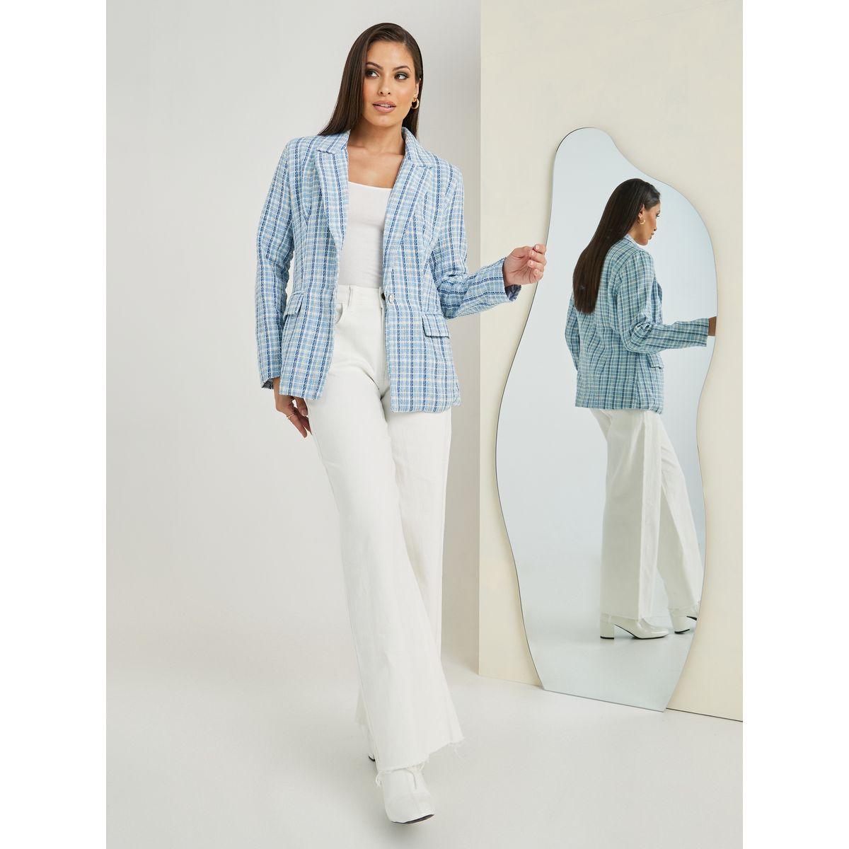 Styli Regular Fit Checked Tweed Blazer-women-clothing-coatsandjackets-blazers-image-2