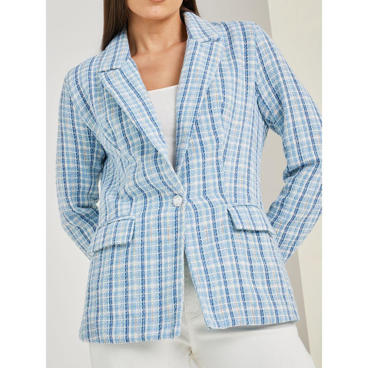 Styli Regular Fit Checked Tweed Blazer-women-clothing-coatsandjackets-blazers-image-3